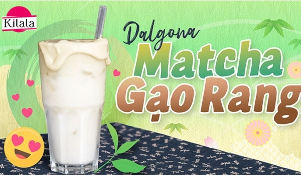 Cách làm Dalgona Matcha gạo rang