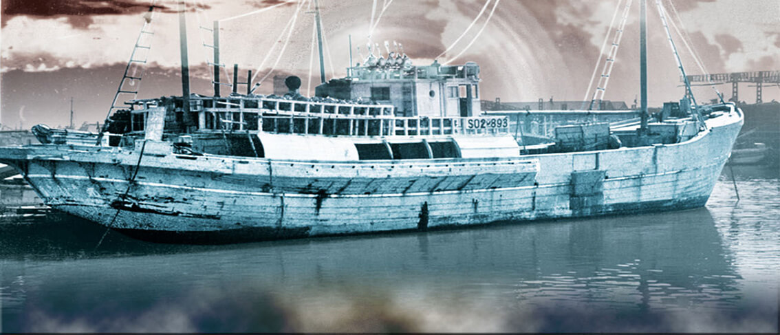 Tàu đánh cá Daigo Fukuryu Maru với 23 ngư dân bị phơi nhiễm phóng xạ sau vụ thử bom hydro tại đảo Bikini do Mỹ thực hiện. Ảnh: thejapantimes