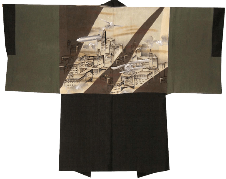 Một bộ Kimono từ đầu những năm 1930 mô tả một thành phố trong tương lai