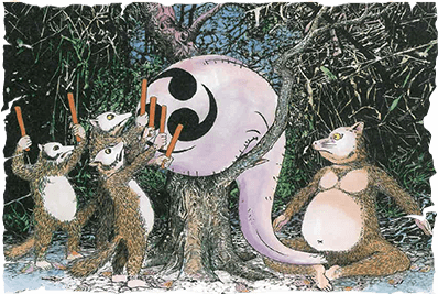 Tanuki thích tạo ra tiếng ồn, chọc phá con người. Ảnh: hyakumonogatari.com