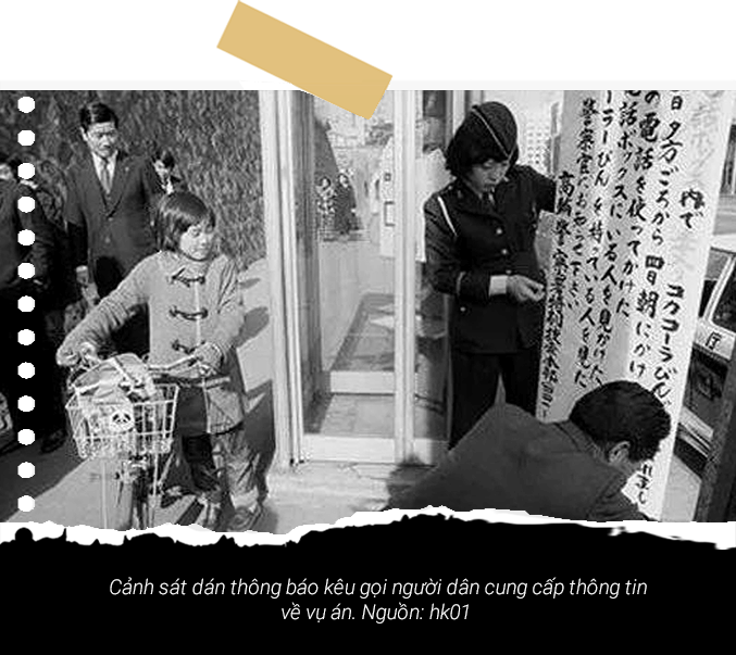 Cảnh sát dán thông báo kêu gọi người dân cung cấp thông tin về vụ án.
