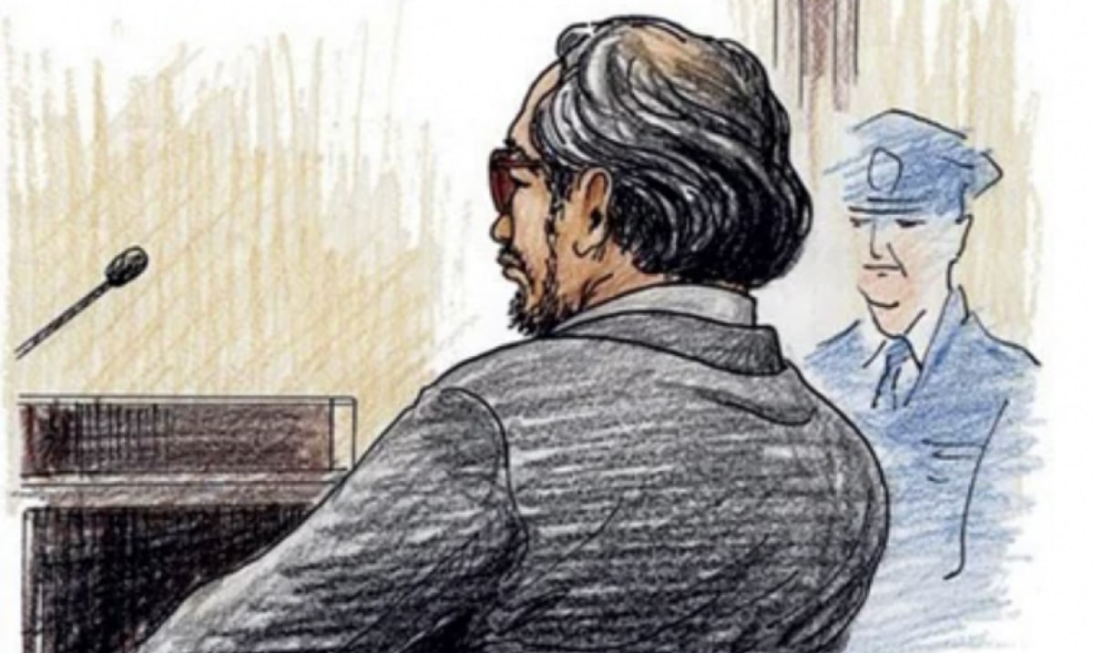Bản ký họa Joji Obara trong phiên tòa.
