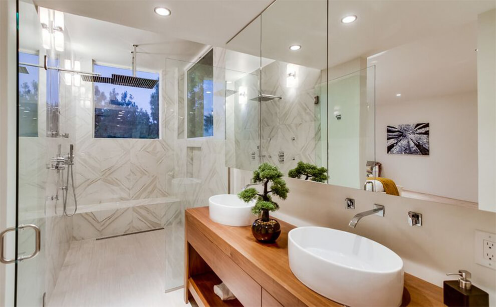 Một chậu bonsai là điểm nhấn đầy trang nhã cho không gian.