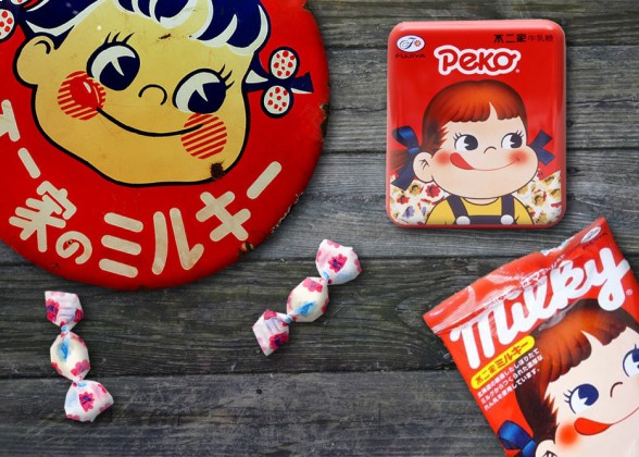 Bao bì hiện tại của Milky. Một bịch kẹo 108g có giá 200 yên (khoảng 35.000 VND).