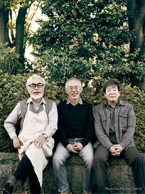 Ba nhà sáng lập của Studio Ghibli, từ trái sang: Hayao Miyazaki, Toshio Suzuki, Isao Takahata. Ảnh: Nicolas Guérin