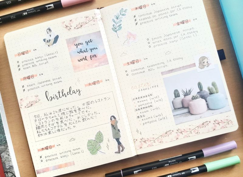 Viết nhật ký để học ngữ pháp tiếng Nhật.