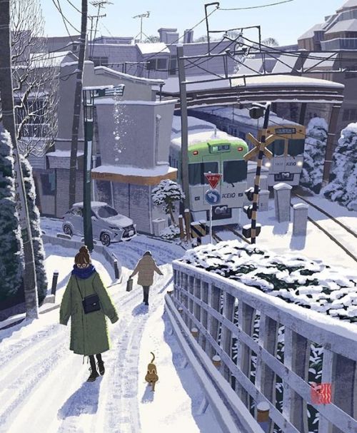 Khung cảnh mùa đông của ga Kugayama dọc theo tuyến Inokashira ở Tokyo. Khung cảnh mùa đông của ga Kugayama dọc theo tuyến Inokashira ở Tokyo.