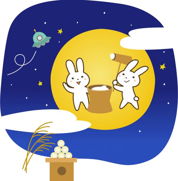 Thỏ ngọc làm bánh mochi trên cung trăng