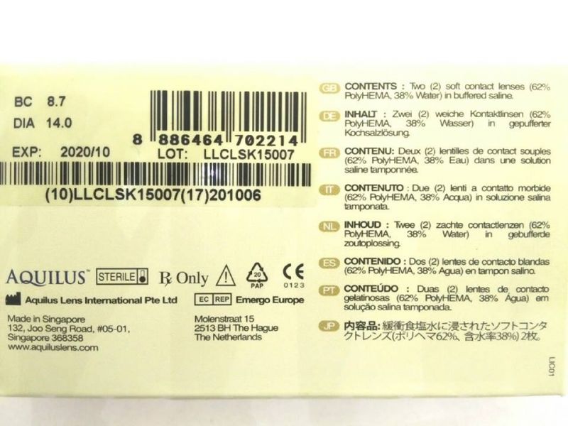  Thông tin in trên mặt sau hộp kính áp tròng màu.