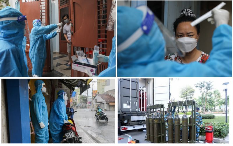 検査キットを配り回収をする医療スタッフ / 移動式酸素ステーション　ⓒ Vn Express / VOV