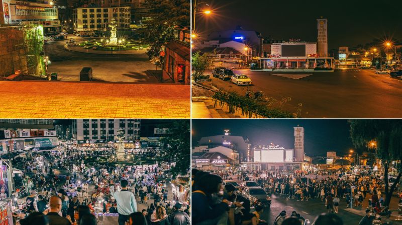 パンデミック後(上)とパンデミック以前(下)のダラット中心部 ⓒ Vietnan Net パンデミック後(上)とパンデミック以前(下)のダラット中心部 ⓒ Vietnan Net