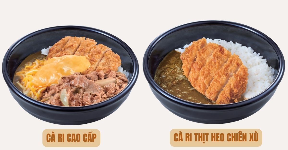 Cà ri cao cấp và cà ri thịt heo chiên xù Sukiya ca-ri-sukiya