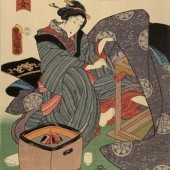 Cách người Nhật xưa dùng bàn sưởi qua tranh Ukiyo-e