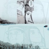 Tác phẩm Golden Kamuy khổng lồ vẽ bằng giày trượt tuyết